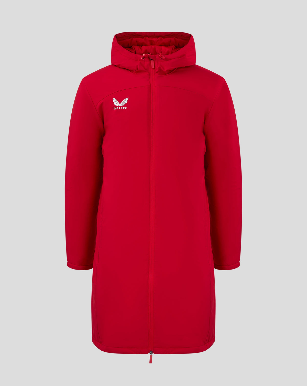 Castore Men's long Length Bench Jacket -True red